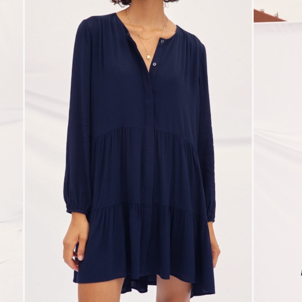 Aritzia Wilfred Barossa long sleeves tiered flowy mini dress